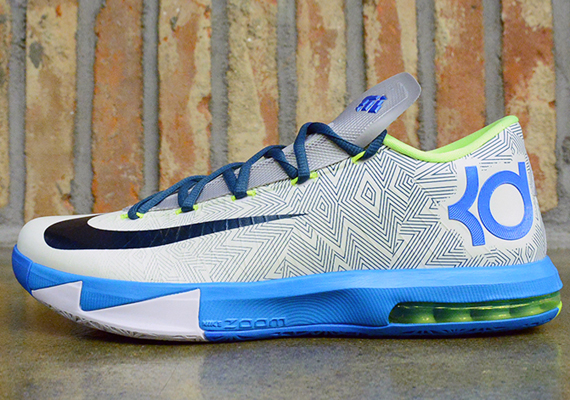 Nike KD 6 - Pure Platinum - Night Factor - Vivid Blue - Volt