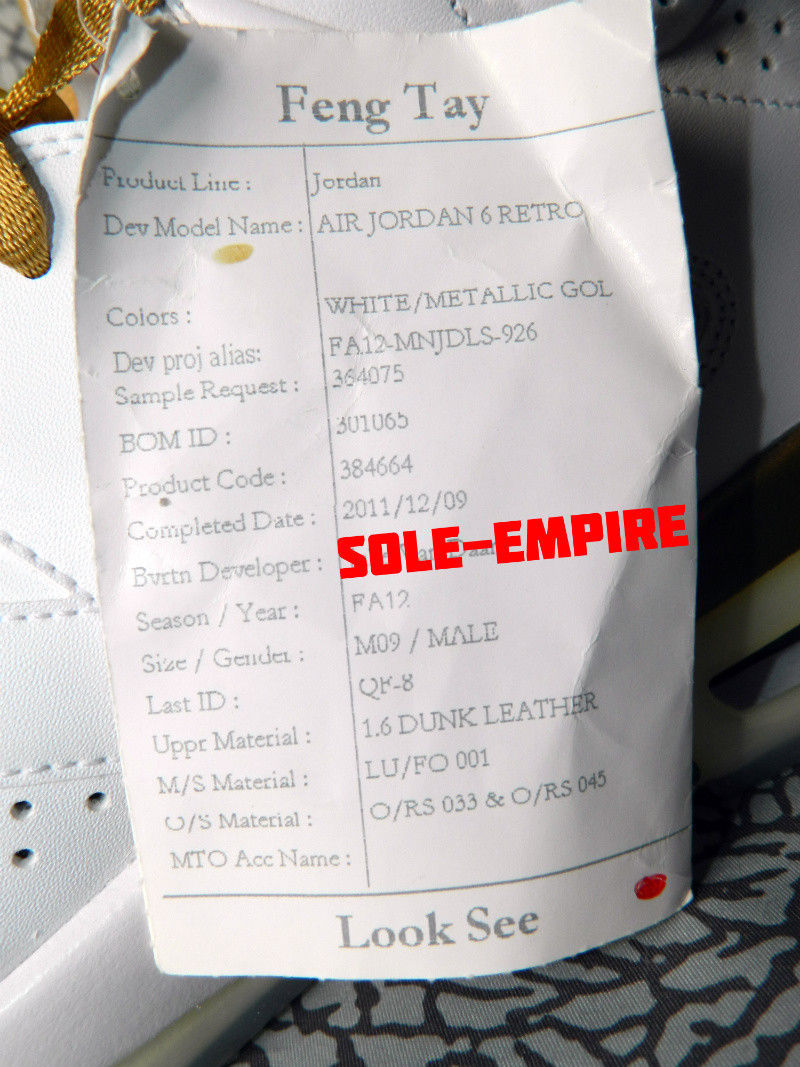 Air Jordan 6 Golden Moments Alternate Sample 01