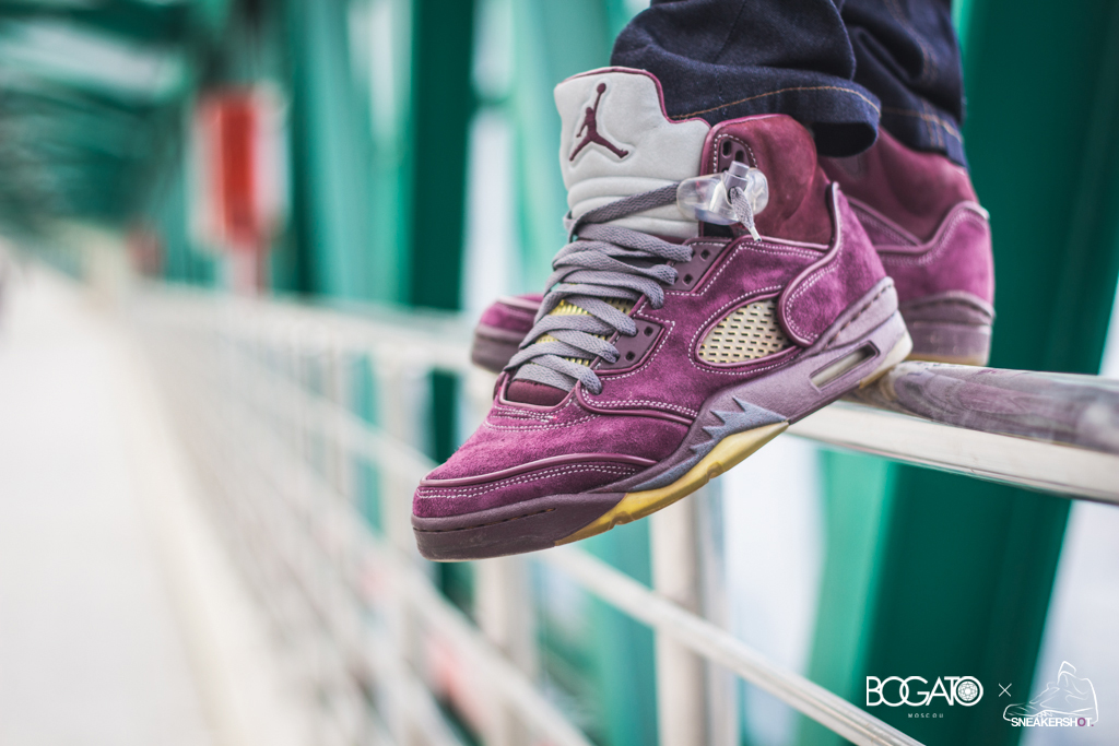 Jordan 5 Burgundy Suede Customs 2