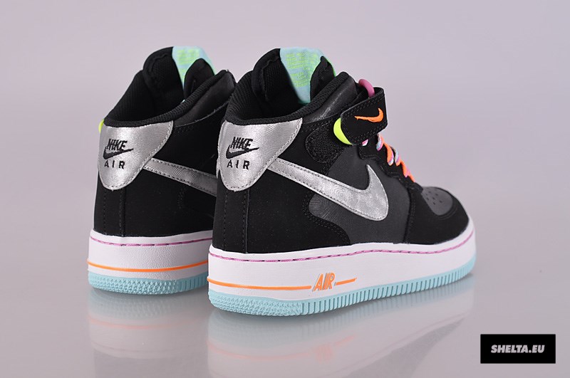 Nike Air Force 1 Mid Black Metallic Silver Glacier Ice Violet 04