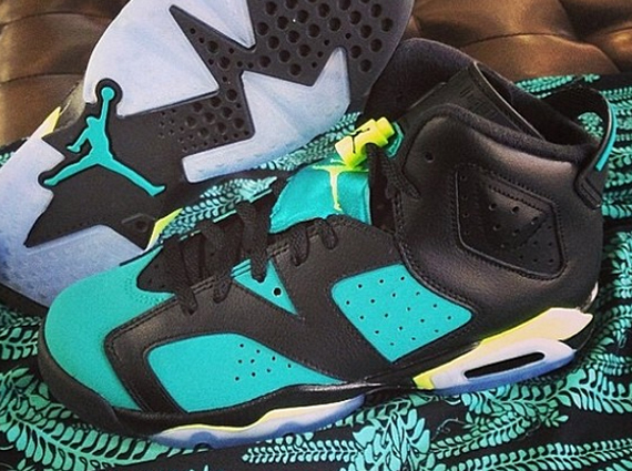 Air Jordan 6 Gs Black Volt Ice Turbo Green Black