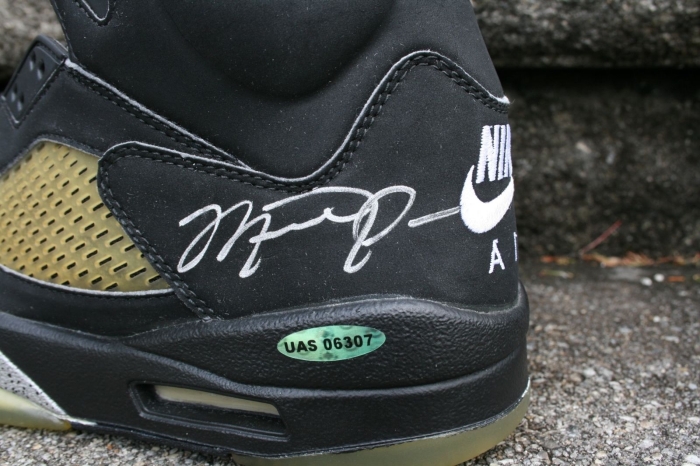 Air Jordan 5 Black Metallic Signed 06