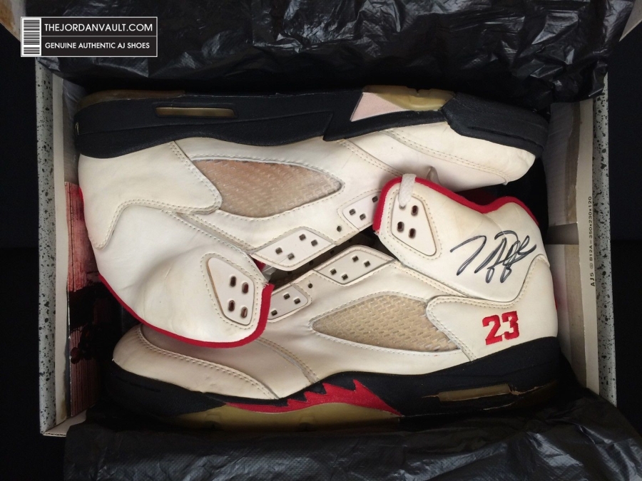 Air Jrodan 5 White Fire Red Michael Jordan Original 06