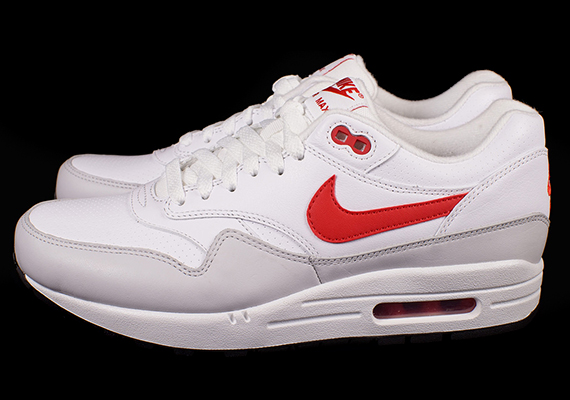 Nike Air Max 1 Leather - White - University Red - Neutral Grey