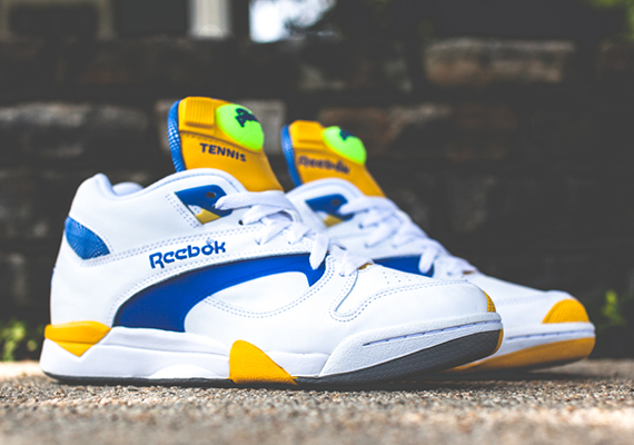 Reebok Court Victory Pump White Ion Blue Yellow 1