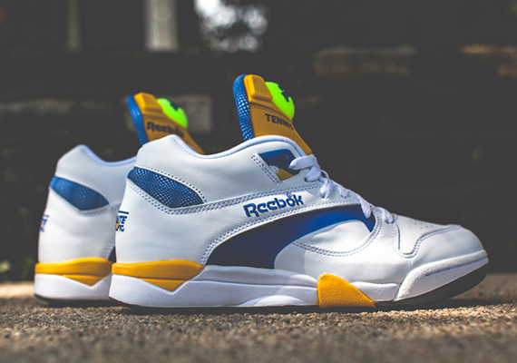 Reebok Court Victory Pump White Ion Blue Yellow 2