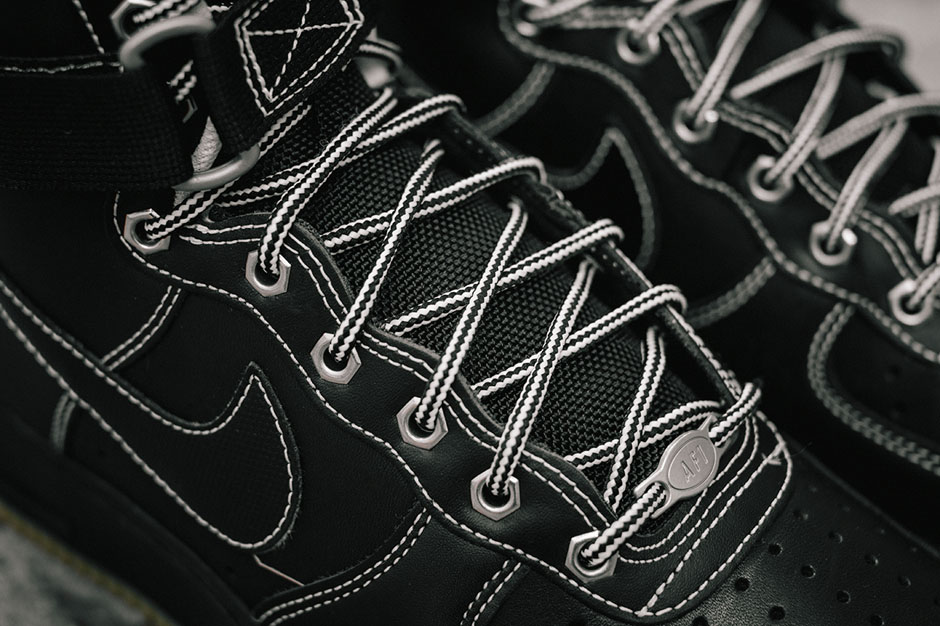 Nike Air Force 1 High Workboot Black White Stitching 03