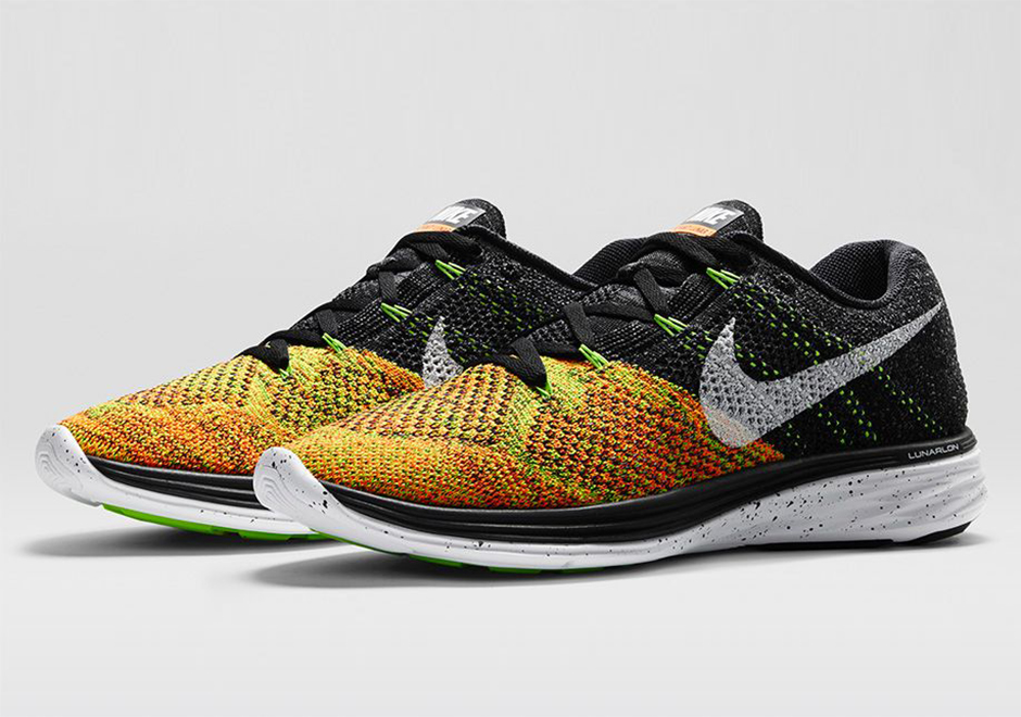 Nike Flyknit Lunar 3 - Black - Electric Green - Total Orange 