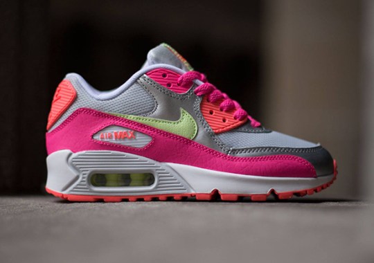 Nike Air Max 90 GS – Pure Platinum – Liquid Lime – Pink