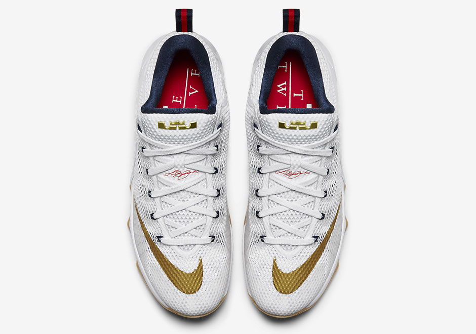 Lebron 12 Low White Navy Red Gum 5