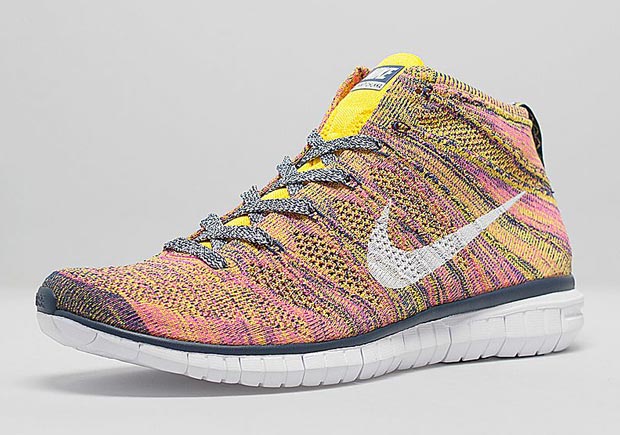 Nike Free Flyknit Chukka - Pink - Yellow - Midnight Navy