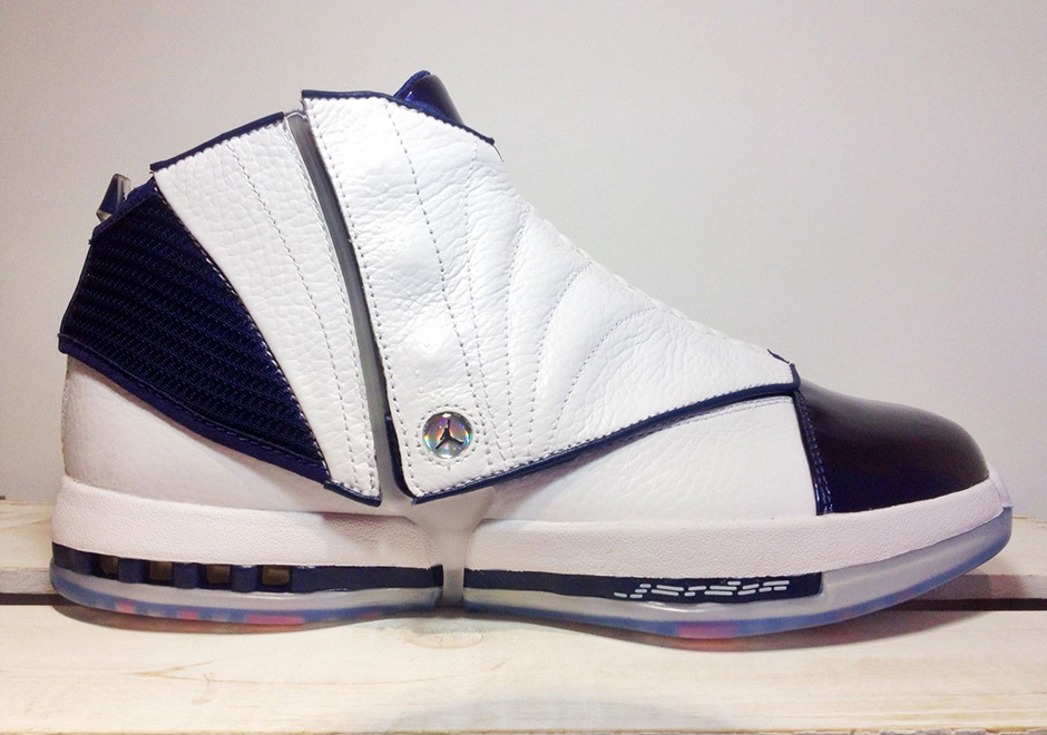 Air Jordan 16 Retro 2013 Sample White Navy 2
