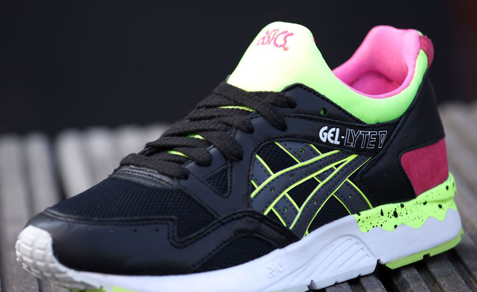Asics Gel Lyte V Womens Black Neon Pink 1