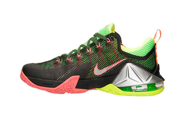 Nike Lebron 12 Low Black Metallic Silver Green Strike Volt Hot Lava 4