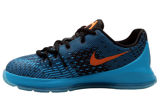 Nike Kd 8 Okc Preschool Basketball Shoe Blue Citrus 2