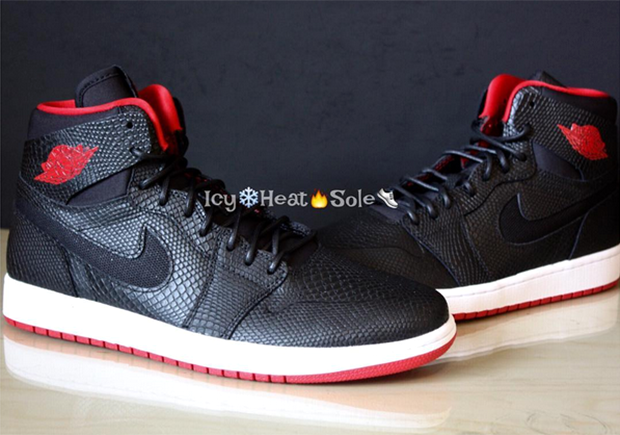 Jordan 1 High Nouveau Black Red Snakeskin 1