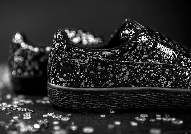 Puma Suede Splatter Metallic Black Silver 3
