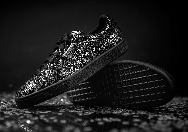 Puma Suede Splatter Metallic Black Silver 4