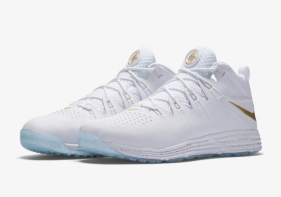 Nike Huarache 4 Turf Lacrosse White Metallic Gold 2