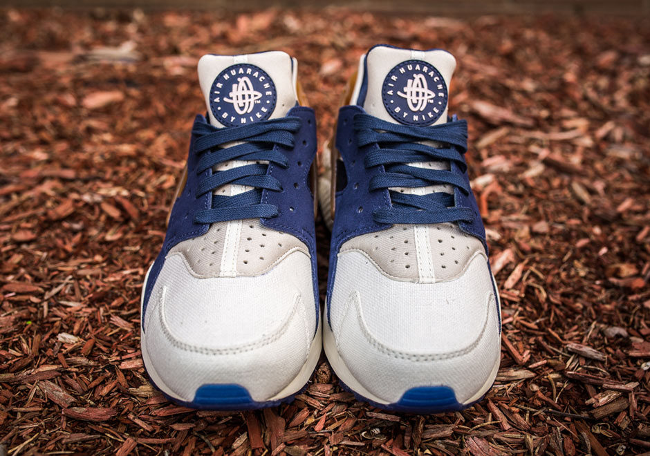 Nike Air Huarache Run Prm Sail Mid Navy Brown 5