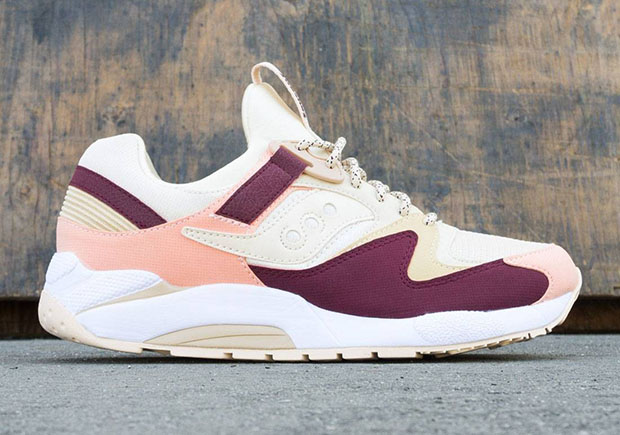 Saucony Grid 9000 Cream Maroon Pink 1
