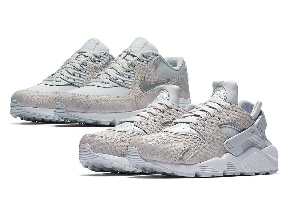 Nike Air Huarache Air Max 90 Grey Snake Scale Upper 1