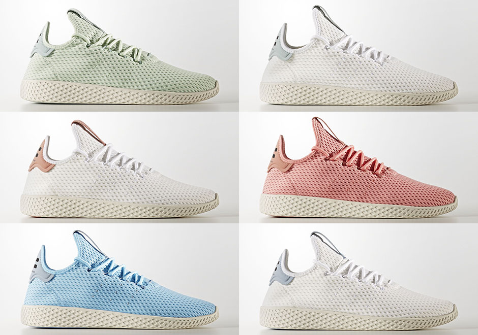 Six Colorways Of Pharrell's adidas Tennis Hu Release On August 8th