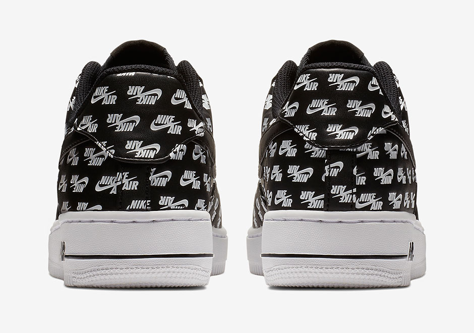 Nike Air Force 1 Low All Over Log Black Ah8462 001 5