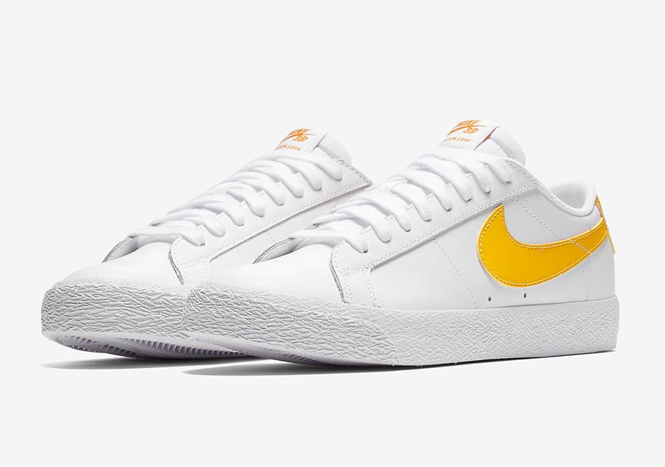 Nike Sb Blazer Low White Mineral Gold Leather 1