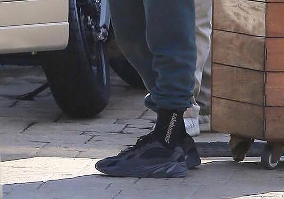 Kanye West Spotted In "Triple Black" adidas Yeezy 700 Wave Runner