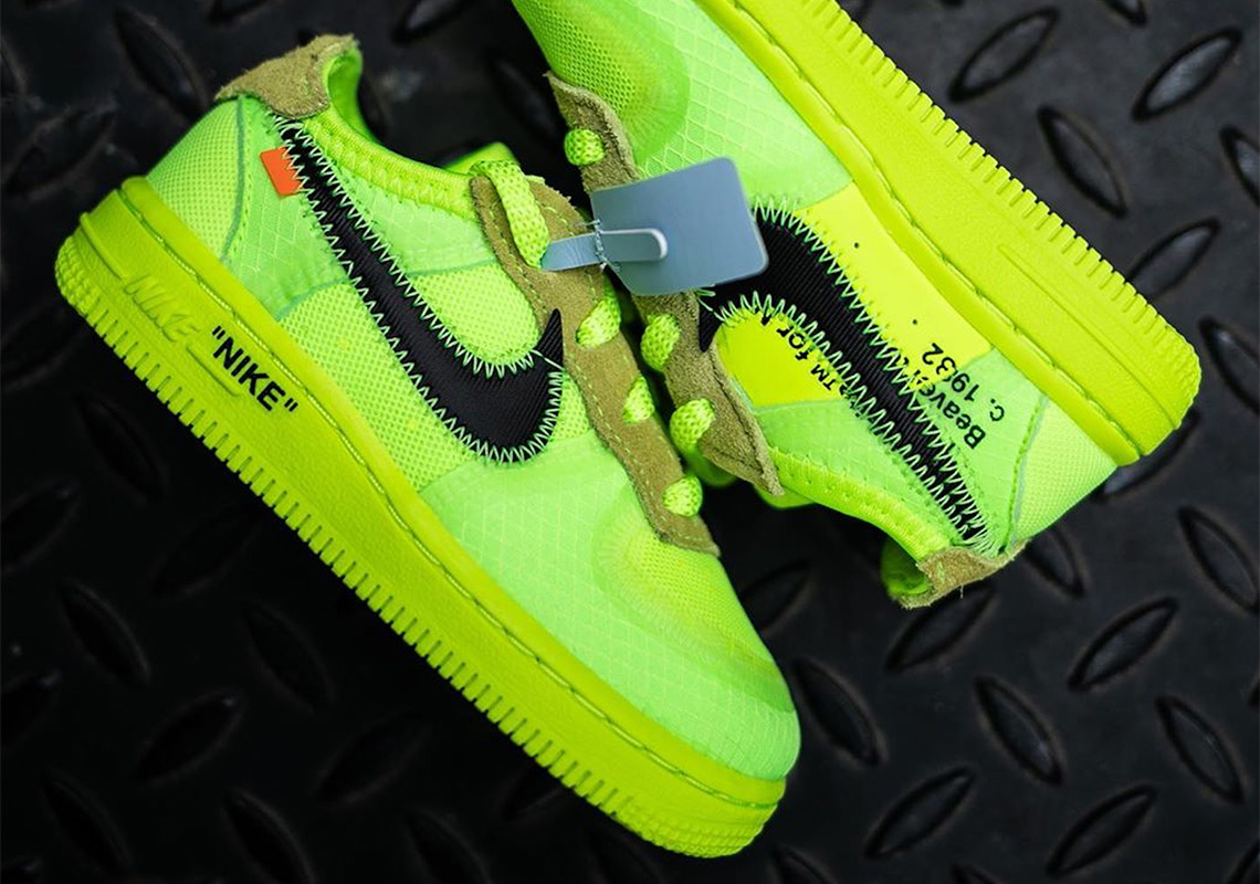 First Look At The Off-White Nike Air Force 1 "Volt" For Toddlers