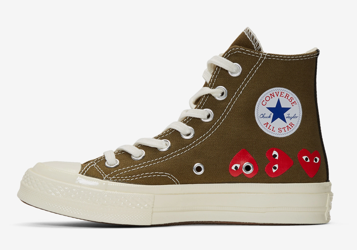 Comme Des Garcons Converse Chuck 70 Khaki Multiple Hearts 1