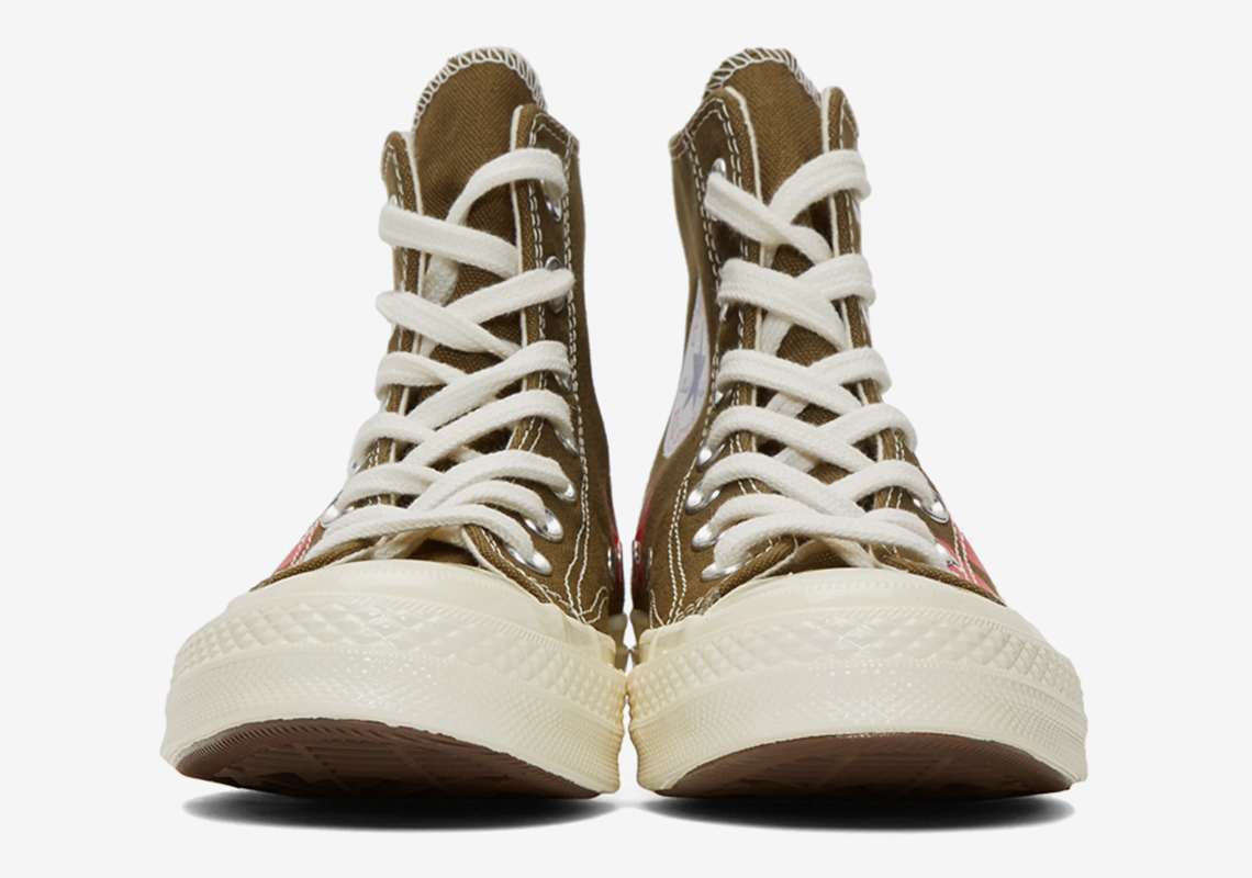 Comme Des Garcons Converse Chuck 70 Khaki Multiple Hearts 2
