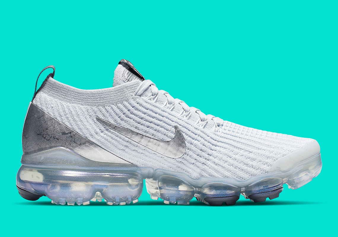 Nike Vapormax Flyknit 3 Womens White Metallic Silver Aj6910 101 3