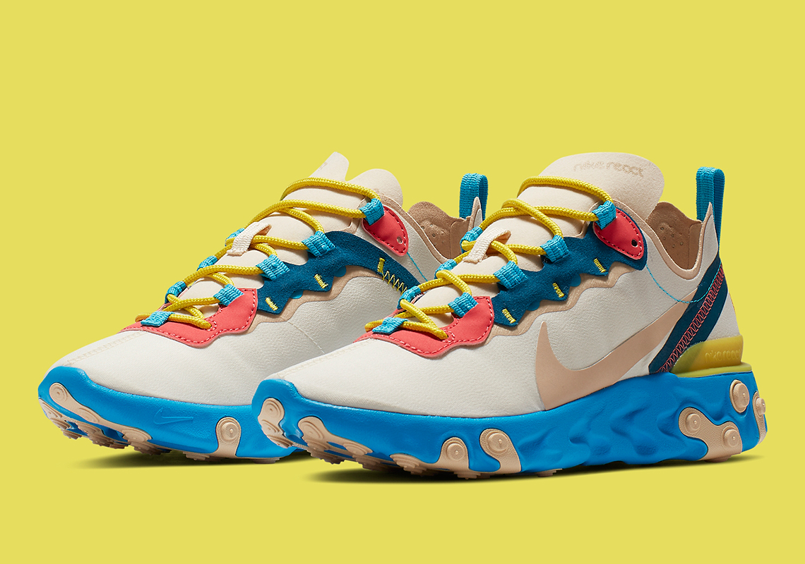 Nike React Element 55 Tan Blue Red Bq2728 201 1