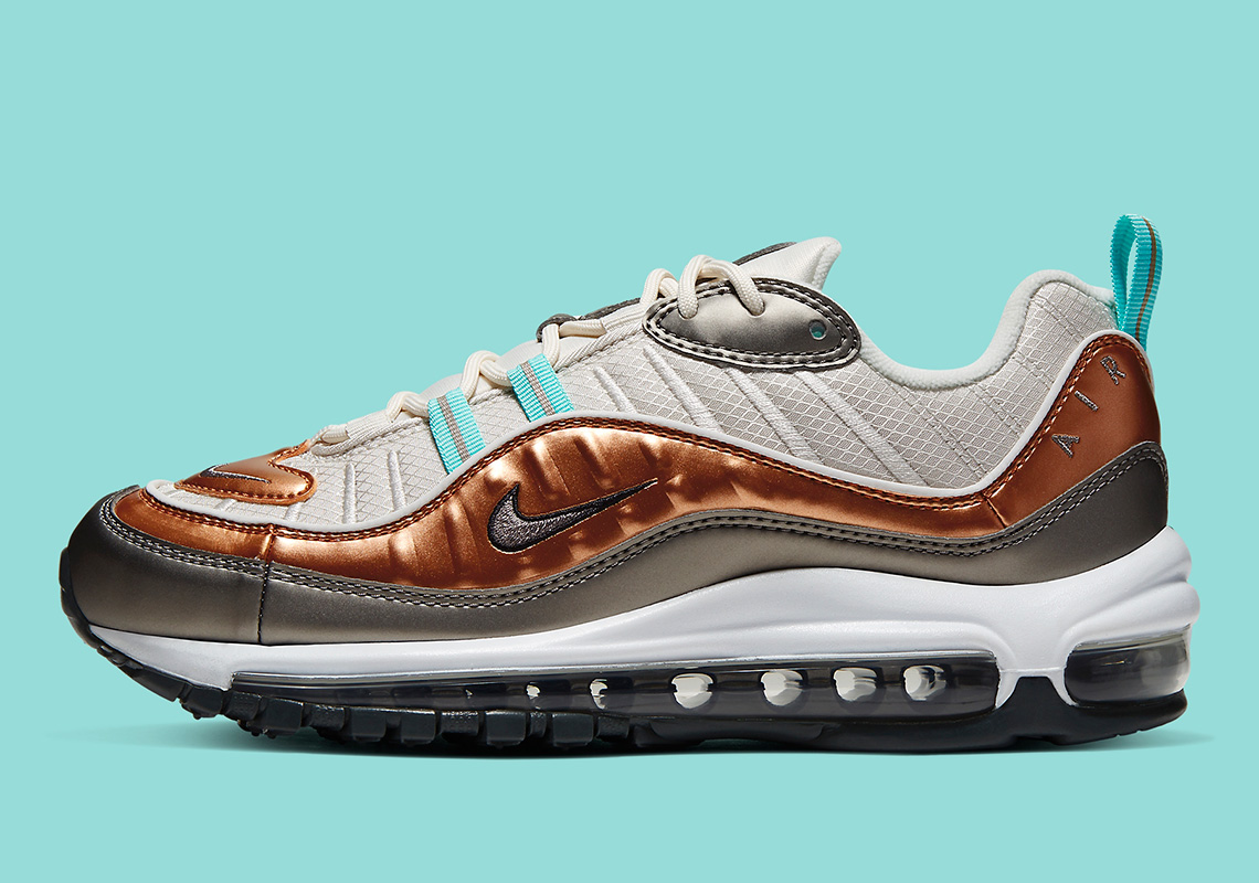 The Nike Air Max 98 Pairs Metallic Metals With Aqua Accents