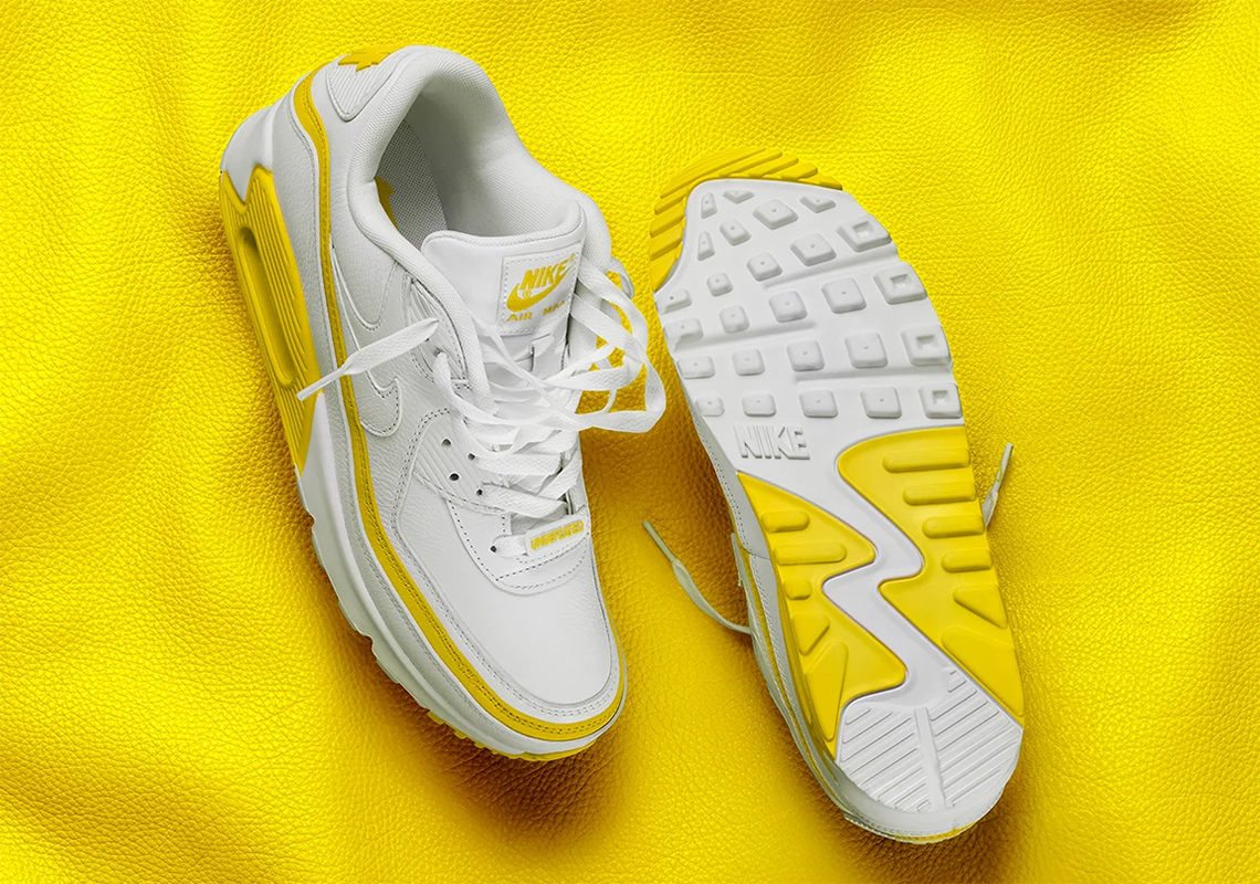 Official Images Of The UNDEFEATED x Nike Air Max 90 "White/Opti Yellow"
