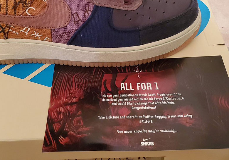 Nike Sends Free Air Force 1 "Cactus Jack" To SNKRS Users Who Took Ls