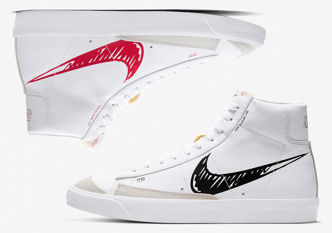 Nike Adds Scribbled Swooshes To The Blazer Mid ’77