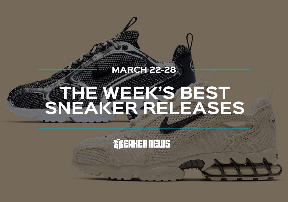 Stussy's Nike Spiridon and adidas Yeezy Boost 380 "Mist" Lead This Week's Top Sneaker Releases