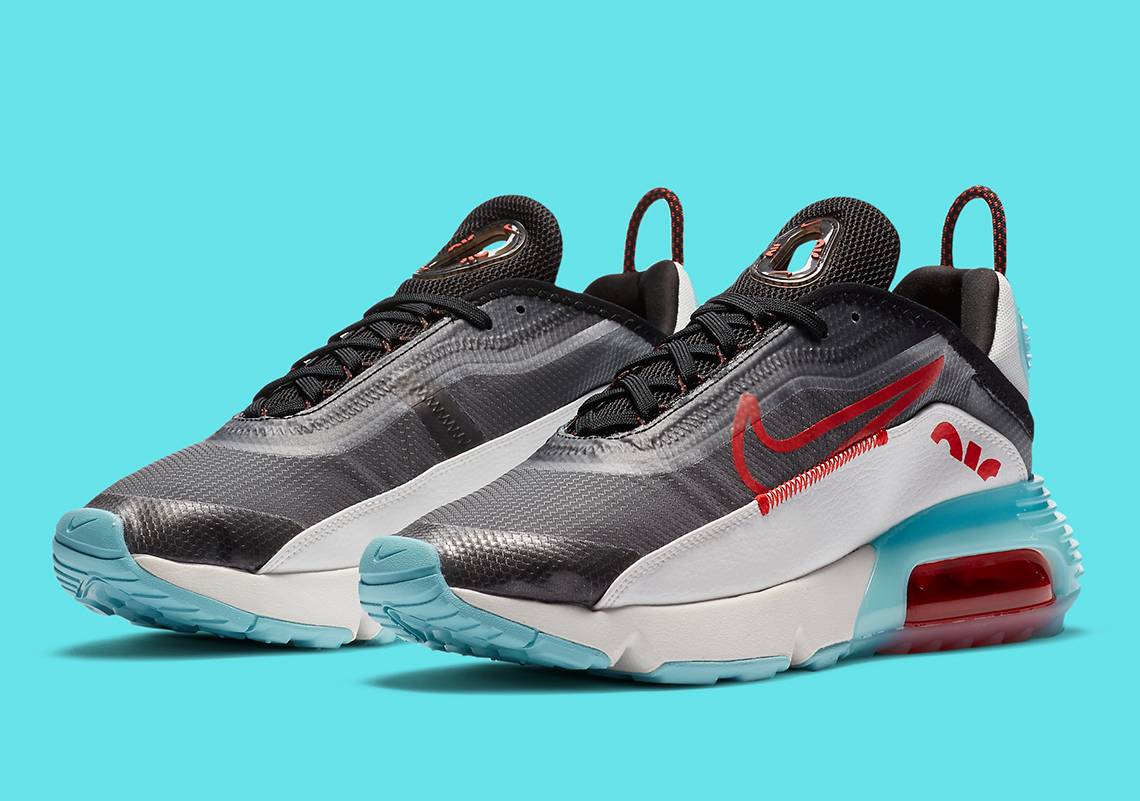 The Nike Air Max 2090 Pairs “Bleached Aqua” And “Chile Red” Accents