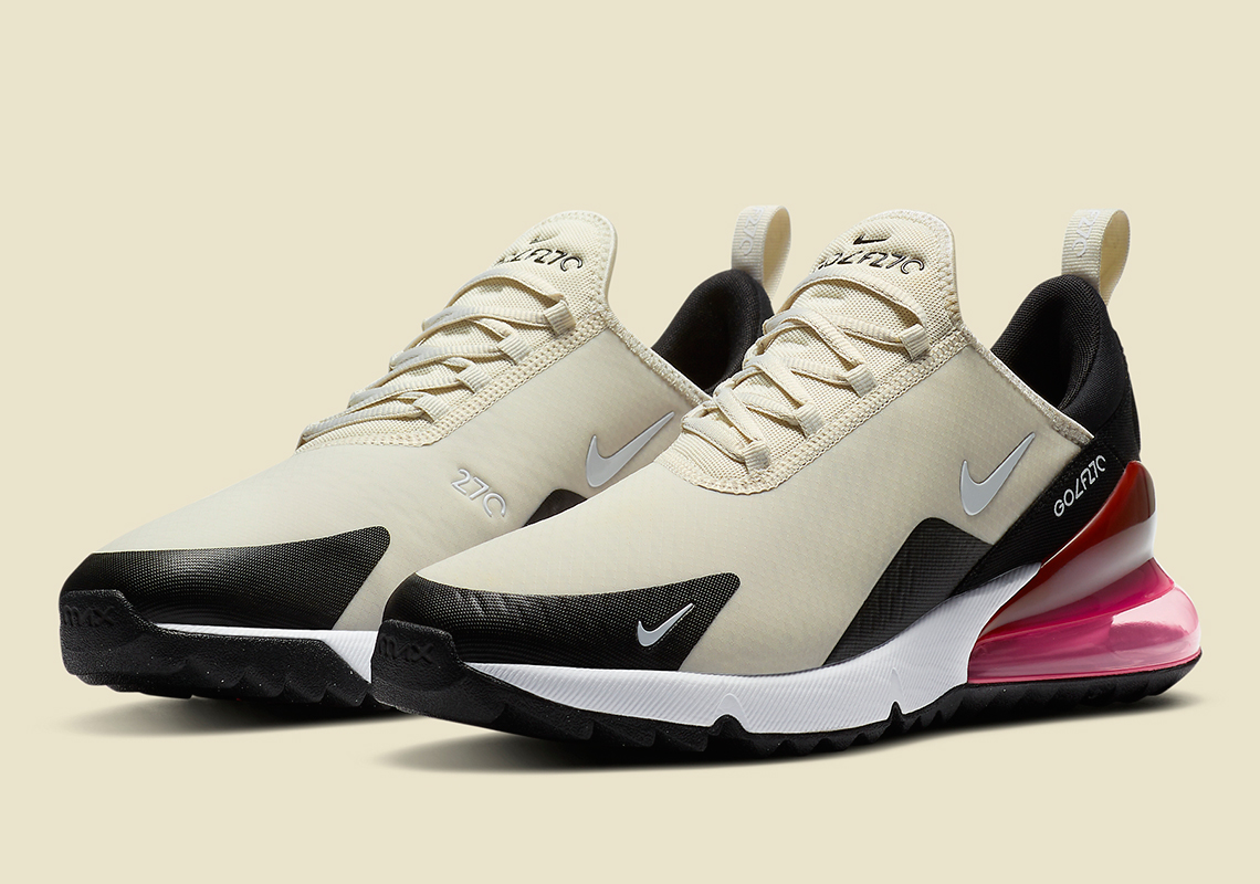 The Newly Launched Nike Air Max 270 Golf Shoe Drops In "Light Bone"