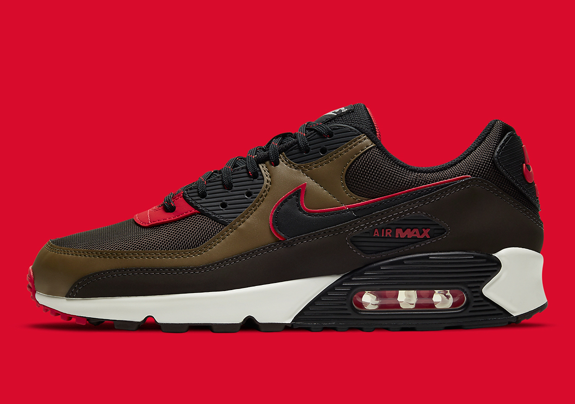 Nike Air Max 90 Velvet Brown University Red Ct1686 200 2