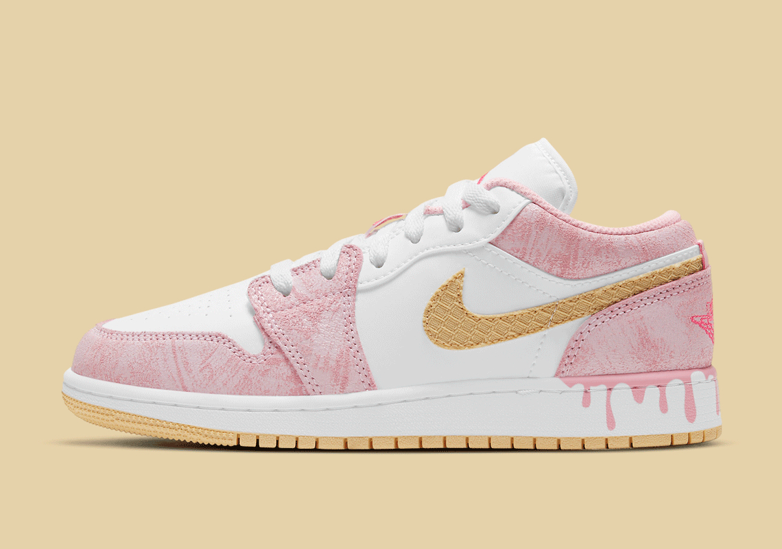 Another Kid's-Exclusive Air Jordan 1 Low Appears With Paint Drip