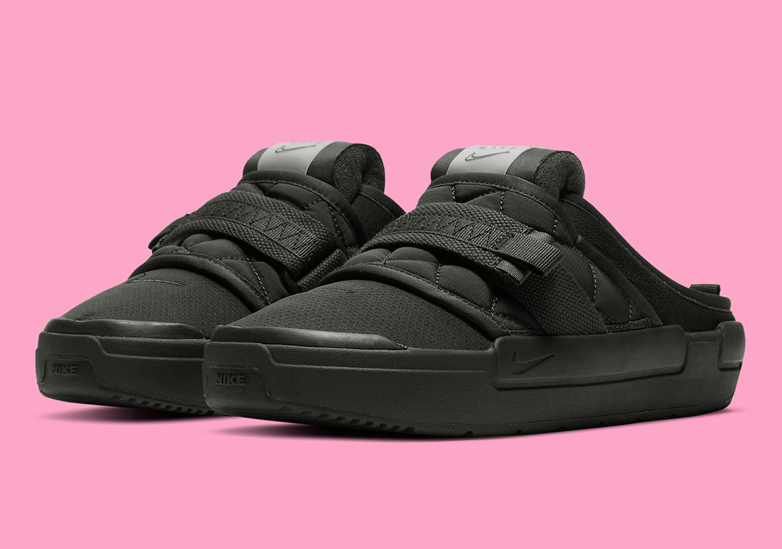 The Nike Offline Mule Sees A "Triple Black" With Pink Insoles