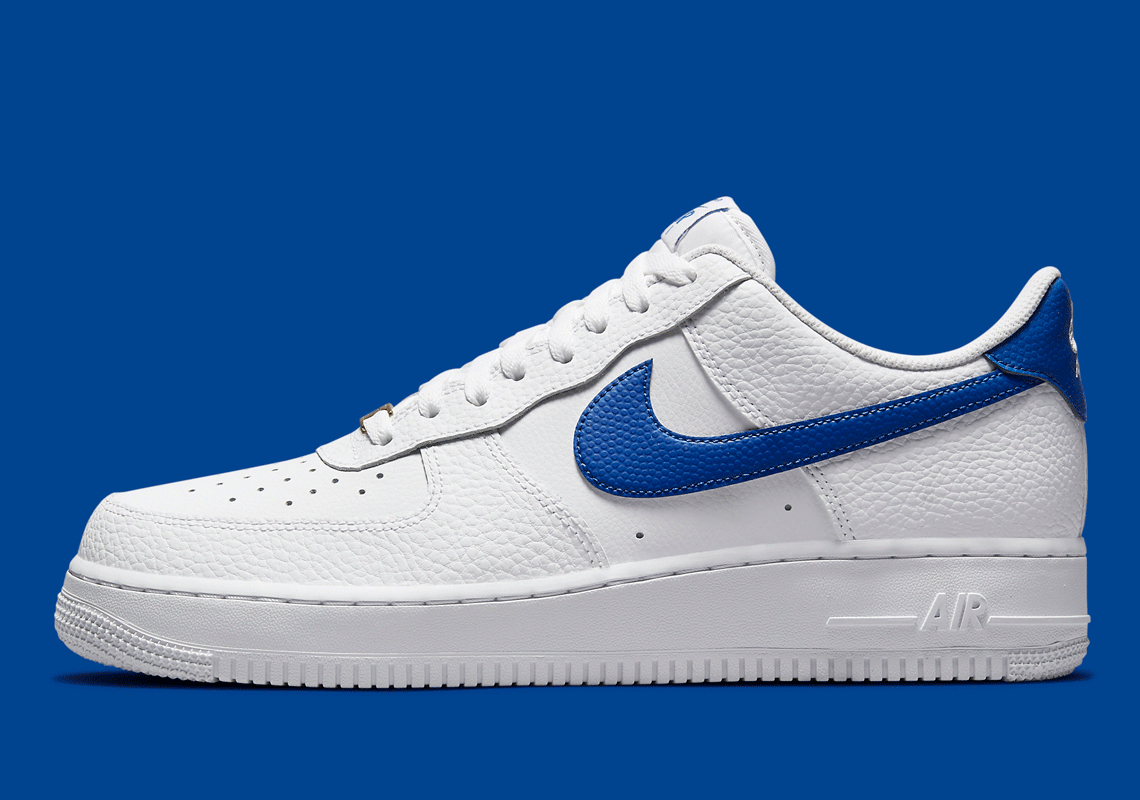 Tumbled And Basketball Leathers Appear In "Royal" On This Clean Nike Air Force 1