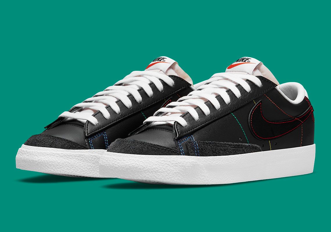 Nike's Contrast Rainbow Stitch Style Hits The Blazer Low '77