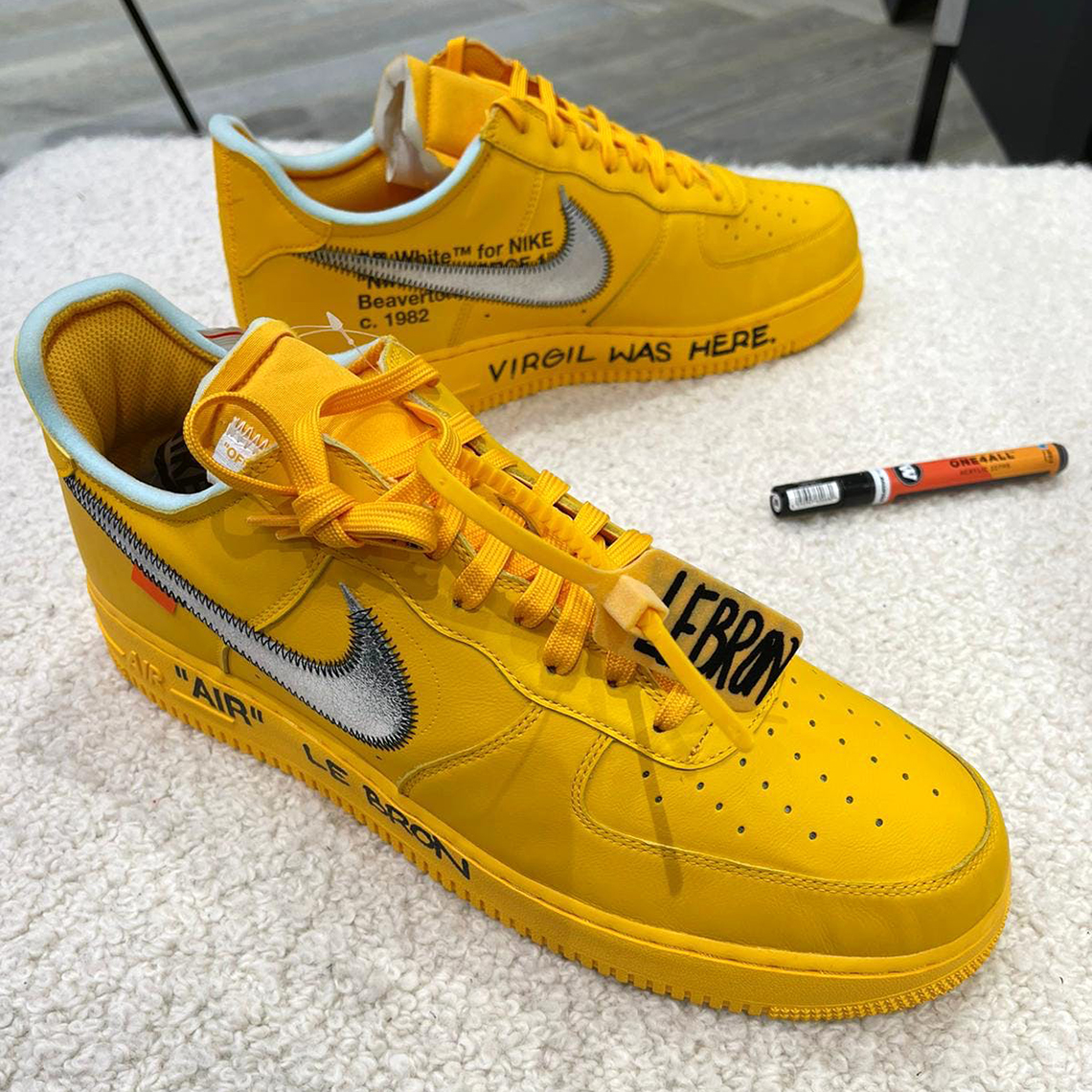 Off White Nike Air Force 1 Yellow Lebron James 5
