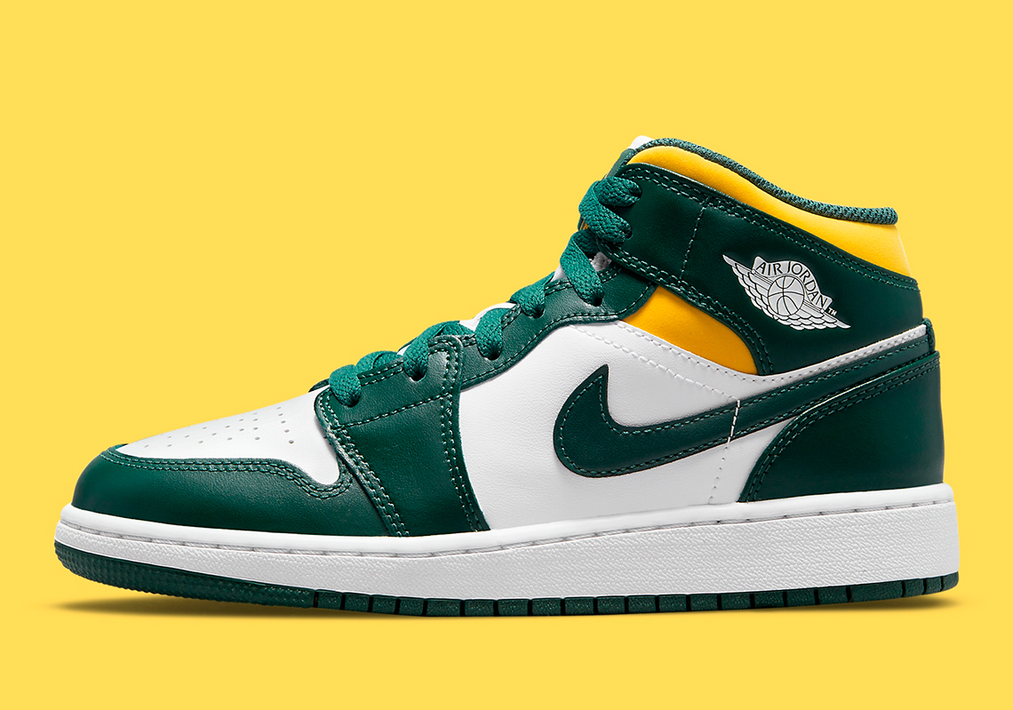 Air Jordan 1 Mid Green Yellow 554725 371 1