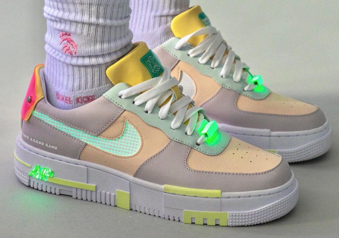 Glow In The Dark Polygons Added To The Nike Air Force 1 Pixel “Have A Good Game”